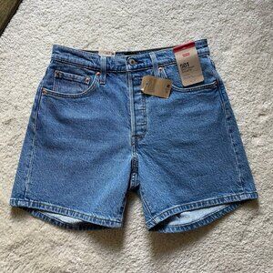 NWT Levi's 501 High Rise Mid Thigh Stretch Shorts Size 28